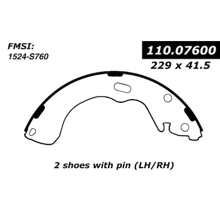 Centric Parts Centric Brake Shoes, 111.07600 111.07600